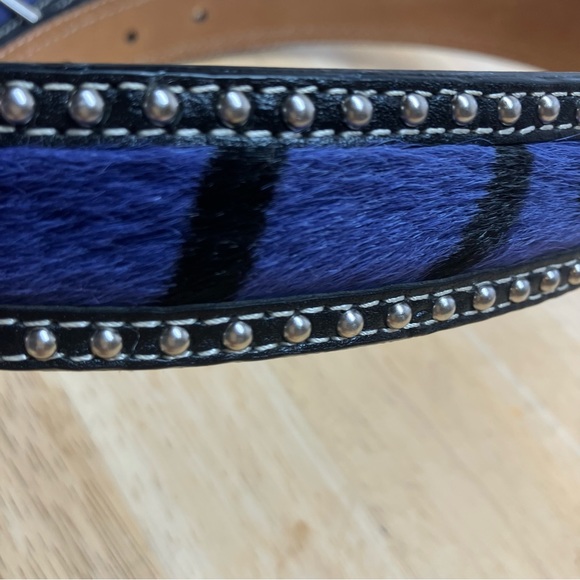 3D Purple Zebra Print Studded Leather Belt- Large - Picture 3 of 10